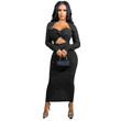 Women's Long Sleeves Cropped Dress Solid Color Sexy Nightclub Long Dresses