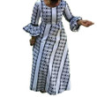 Plus Size Women Long Sleeve Spring Print African Dress Gown Long Dresses