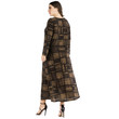 Plus Size Brown Dress Women's Long Sleeve Plaid Printed Maxi Long Dresses