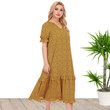 Large Size Women's Clothing Summer Small V-neck Short Sleeve Printed Loose Long Dress