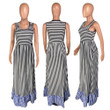 Women's Fashion Casual Striped Dress Sleeveless Maxi Long Dresses