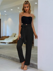 Women's Clothes Casual Pants Fashion Tie Lace Straight Solid Color High Waist Bottoms