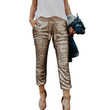 Winter Women's All-match Sequined Elastic Waist Laced Pants Two Colors Bottoms
