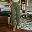 Lace-up Solid Color Cropped Wide-leg Pants Women's Loose And Simple Casual Bottoms