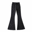 Fashion Smiley Printed Lace Up Casual Wide-leg Pants Spring Slim Fit High Waist Flared Bottoms