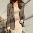Women's Korean Houndstooth Autumn Fashion Short Plaid Suit Jacket Blazers