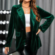 Winter Christmas Green Suit Elegant Party Women's Mid-length Coat Blazers