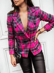 Plaid Double Breasted Small Suit Jacket Blazers