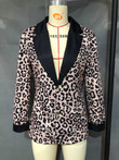 Leopard Print Long Sleeve Suit Lapel Cardigan Jacket Blazers