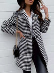Lapel Long Sleeve Houndstooth One Button Slim Suit Jacket Blazers