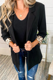 Women's Casual Blazer Leopard Print Contrast Color Top