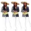 Women's Fashion Black And White Retro Dots Striped Stitching Blazer