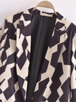Autumn Diamond Lattice Suit Side Pocket Mid-length Coat Blazers