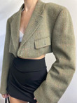 Trendy Short Small Suit Jacket Women's Retro Lapels Woolen Coat Blazers