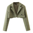 Trendy Short Small Suit Jacket Women's Retro Lapels Woolen Coat Blazers