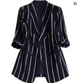 Plus Size Women's Clothing Western Style Slimming Casual Striped Blazer Top