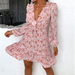 Niche Waist-tight Slim-fit Lace Up Bow Print Dress Skinny Dresses
