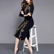 Gu Yi Long Sleeve Stand Collar Tight Dress Summer Women Skinny Dresses