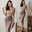 Summer Dress Korean Style Lace Strap Slim-fit Sheath Split Pencil Skirt Skinny Dresses