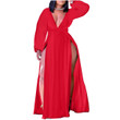 Women's Sexy Casual Style Long Sleeve V-neck Long-sleeve Dress Casual Dresses