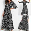 Spring Women's Long Casual Slimming Dress Printed Chiffon High Waist Lace-up Sleeve Casual Dresses