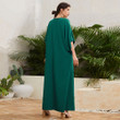 Embroidered Round-neck Flared Sleeves Half Sleeve Wide Hem Long Skirt Urban Dress Casual Dresses