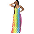 Women's Casual Fashion Rainbow Striped Colorful Dress Casual Dresses