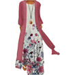 Spring Fashion Casual Slim-fit Printed Dress Plus Cardigan Two-piece Suit Casual Dresses