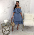 Fungus Stitching Chest-wrapped Denim Dress Casual Dresses