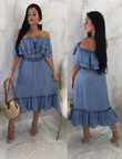 Fungus Stitching Chest-wrapped Denim Dress Casual Dresses