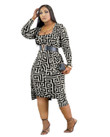 Knitted Dress Suit Slim-fit Printed Skirt Long Pattern Coat For Women Two-piece Set Floral Dresses