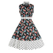 Sleeveless V-neck Printed Polka Dot Stitching Large Swing Dress Floral Dresses