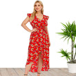 Summer Plus Size Women's V-neck Printed Dress Beach Floral Dresses