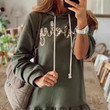 Women's Dress Letter Printed Hooded Long Sleeve Sweater Floral Dresses