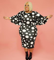 Flared Sleeve Polka Dot Printed Plus Size Women's Clothing Sheath Dress Floral Dresses