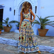 Women's Dress Spaghetti-strap Floral Print Skirt Suit Floral Dresses