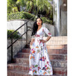 Women's Sexy V-neck Exquisite Printed Large Size And Floor Dress Floral Dresses