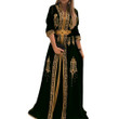 Women's Vintage Autumn Wear Ethnic Print Lace-up Waist-tight Elegant Dress Floral Dresses