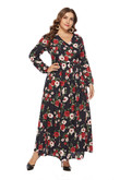 Autumn Plus Size Women's Long Sleeve Printed Dress Floral Dresses