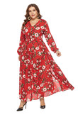 Autumn Plus Size Women's Long Sleeve Printed Dress Floral Dresses