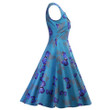 Butterfly Print Dress Women's V-neck Retro Sleeveless Vest Midi Floral Dresses
