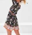 Trend Printed Dress V-neck Slimming Rayon Floral Dresses