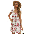 Summer Chiffon Printed Short Ruffled Spaghetti Straps Dress With Lining Floral Dresses