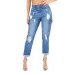 Women 's Jeans Autumn Washed High Waist Overalls Ripped Trousers