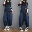 Women's Pants Korean Spring Artistic Large Size Printed Stitching Denim Suspender Women Jeans