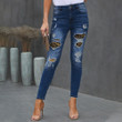 Women's Slim Jeans Washed And Frayed Cropped Skinny Pants