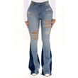Ripped Jeans Women's Fashion High Waist Bootcut Denim Trousers