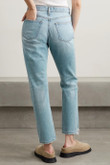 Denim High Waist Straight Loose Jeans Ripped Women's