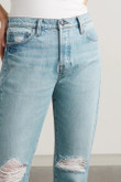 Denim High Waist Straight Loose Jeans Ripped Women's