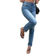 High Waist Breasted Straight-leg Pants Jeans Women's Irregular Fashion Hot